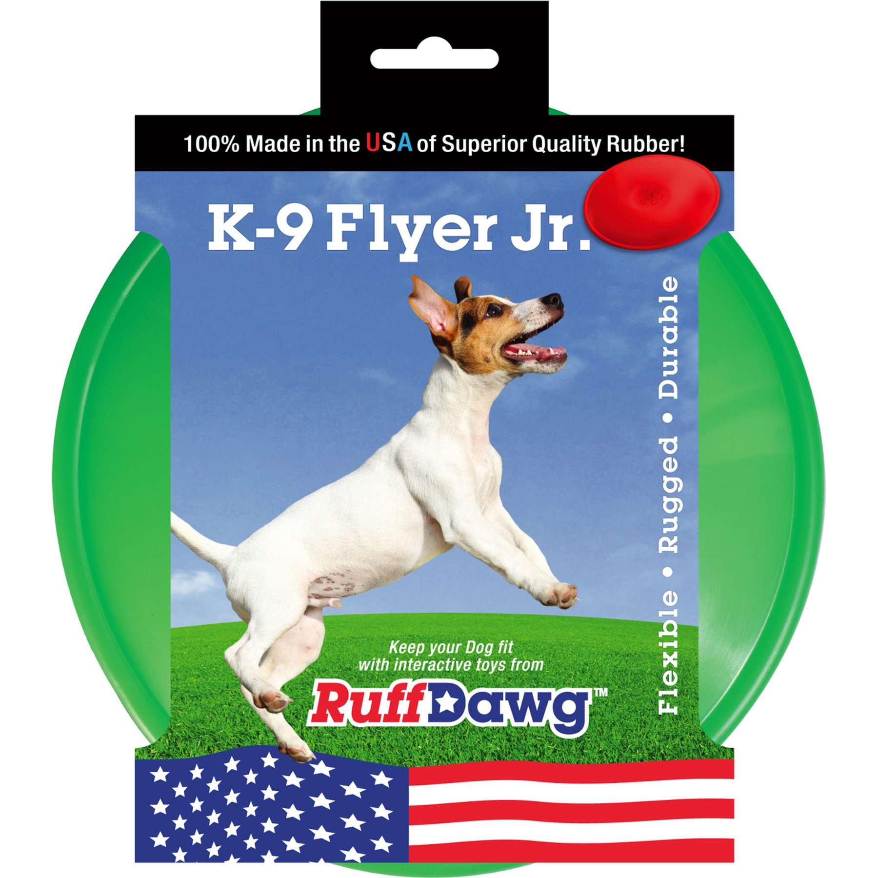 Ruff Dawg K9 Flyer Jr Dog Toy, Green, Small