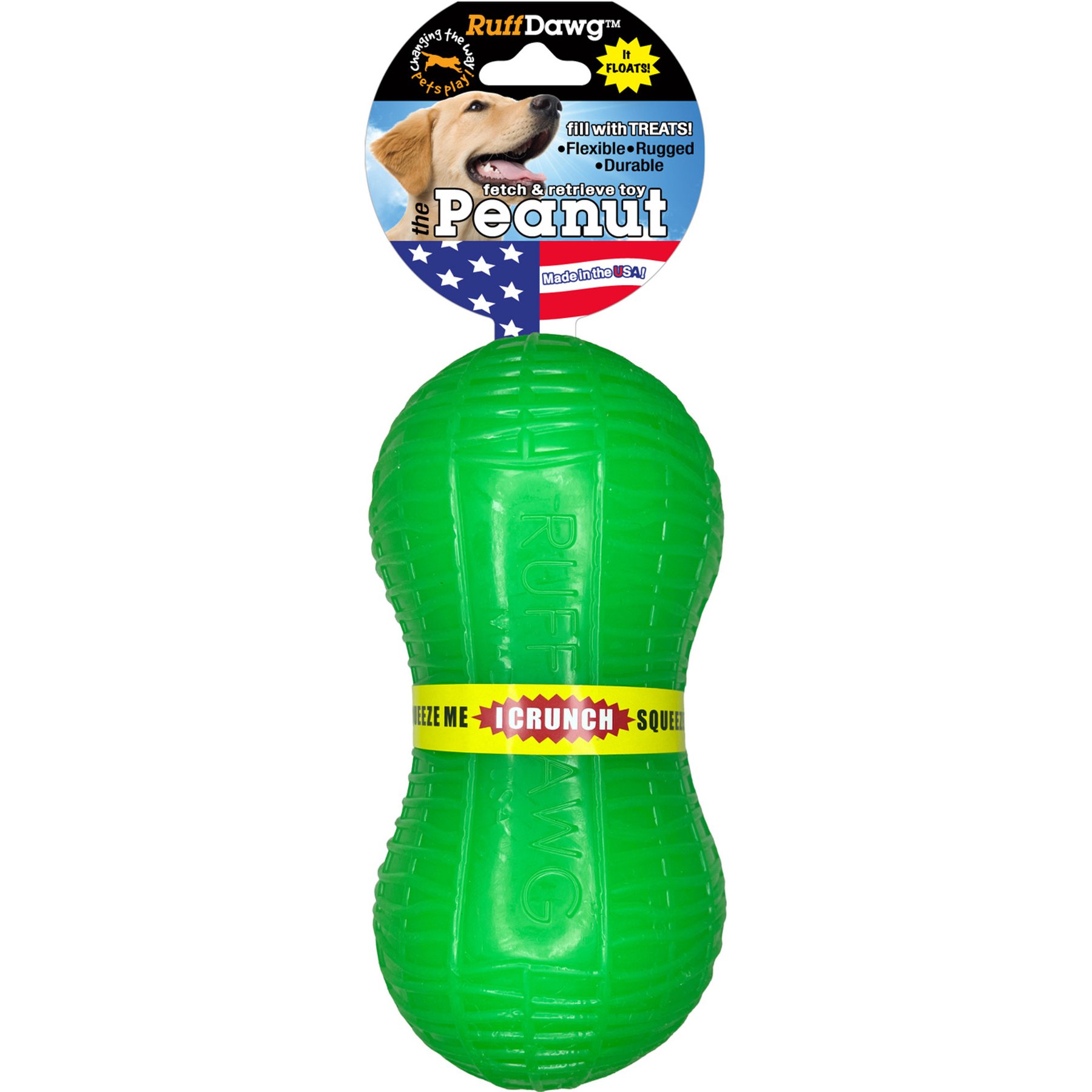 Ruff Dawg Peanut Crunch Dog Toy, Green, Large