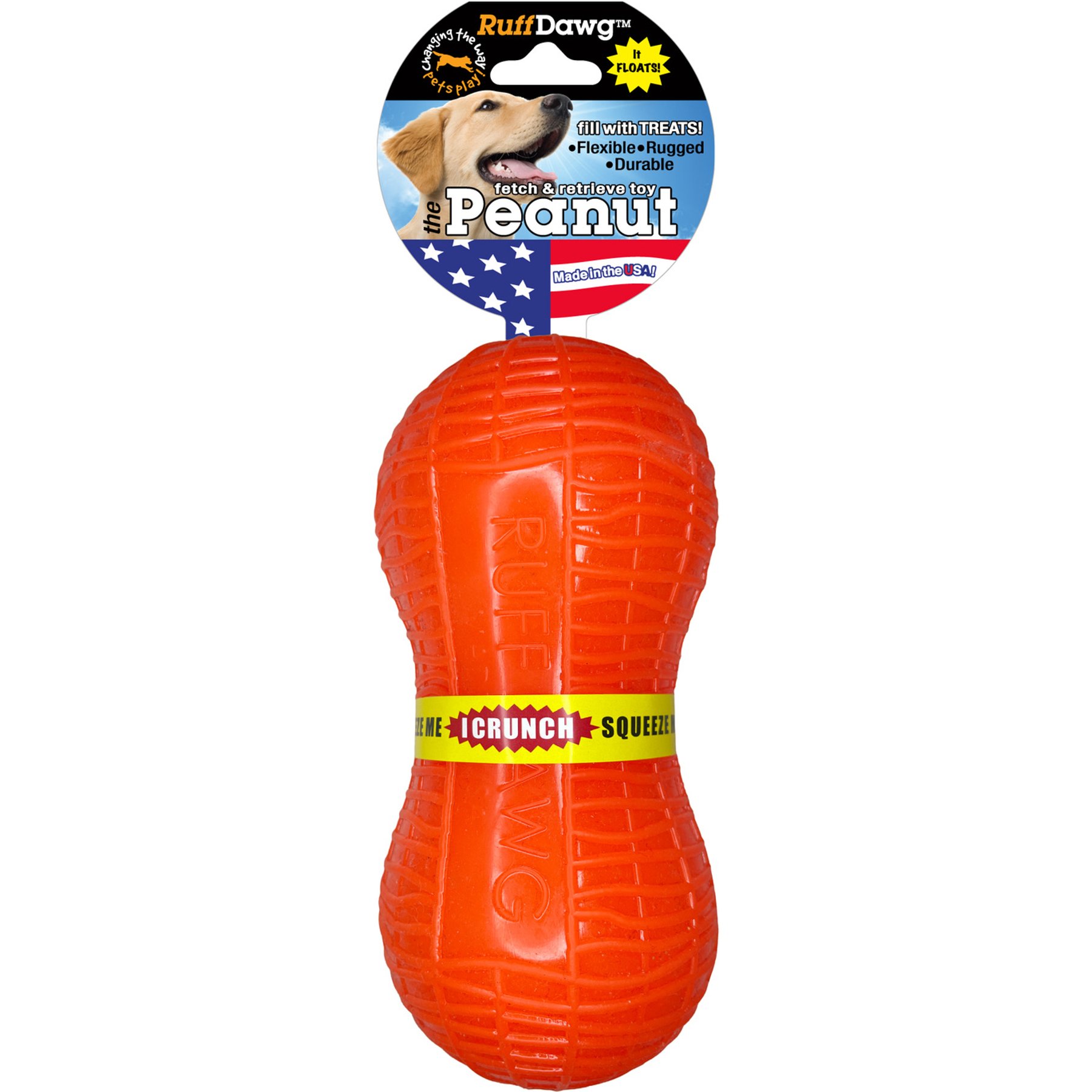Ruff Dawg Peanut Crunch Dog Toy, Orange, Large