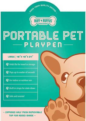 Show full view: Ruff 'N Ruffus Portable Foldable Cat & Dog Playpen, Carrying Case, & Travel Bowl, Aqua, Medium slide 5 of 9