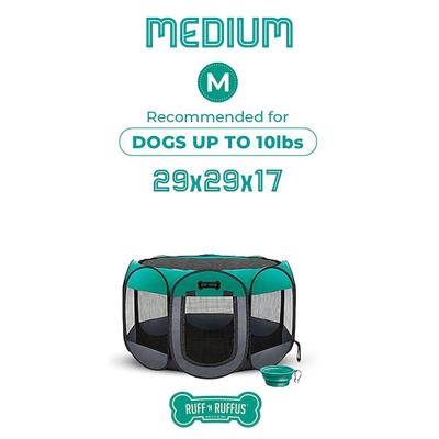 Show full view: Ruff 'N Ruffus Portable Foldable Cat & Dog Playpen, Carrying Case, & Travel Bowl, Aqua, Medium slide 6 of 9