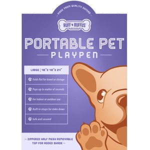 Ruff 'N Ruffus Portable Foldable Cat & Dog Playpen, Carrying Case, & Travel Bowl, Purple, Medium