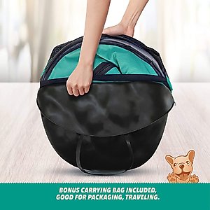 Ruff 'N Ruffus Rounded Portable Foldable Playpen + Carrier & Travel Bowl Dog & Cat Exercise Pen, Aqua, Medium