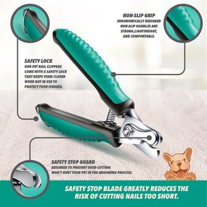 Ruff 'N Ruffus Self-Cleaning Pet Slicker Brush & Nail Clippers, Aqua