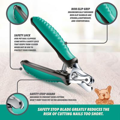 Show full view: Ruff 'N Ruffus Self-Cleaning Pet Slicker Brush & Nail Clippers, Aqua slide 5 of 10