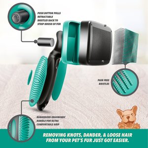 Ruff 'N Ruffus Self-Cleaning Pet Slicker Brush & Nail Clippers, Aqua