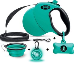 Ruff 'N Ruffus Tangle-Free Retractable Dog Leash & Bonus Contents, Aqua slide 1 of 7