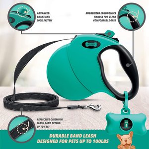 Ruff 'N Ruffus Tangle-Free Retractable Dog Leash & Bonus Contents, Aqua