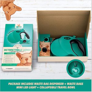 Ruff 'N Ruffus Tangle-Free Retractable Dog Leash & Bonus Contents, Aqua