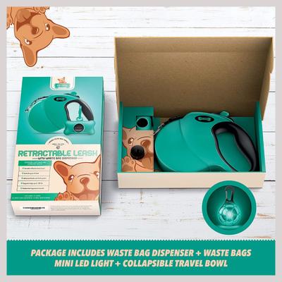Show full view: Ruff 'N Ruffus Tangle-Free Retractable Dog Leash & Bonus Contents, Aqua slide 3 of 8