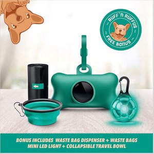 Ruff 'N Ruffus Tangle-Free Retractable Dog Leash & Bonus Contents, Aqua