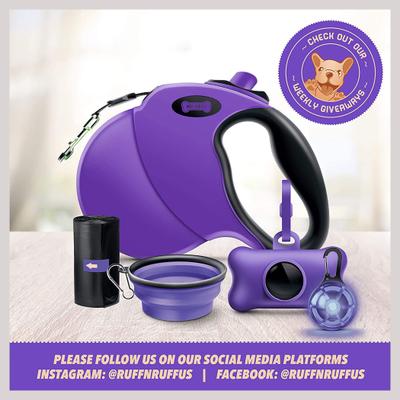 Show full view: Ruff 'N Ruffus Tangle-Free Retractable Dog Leash & Bonus Contents, Purple slide 8 of 9