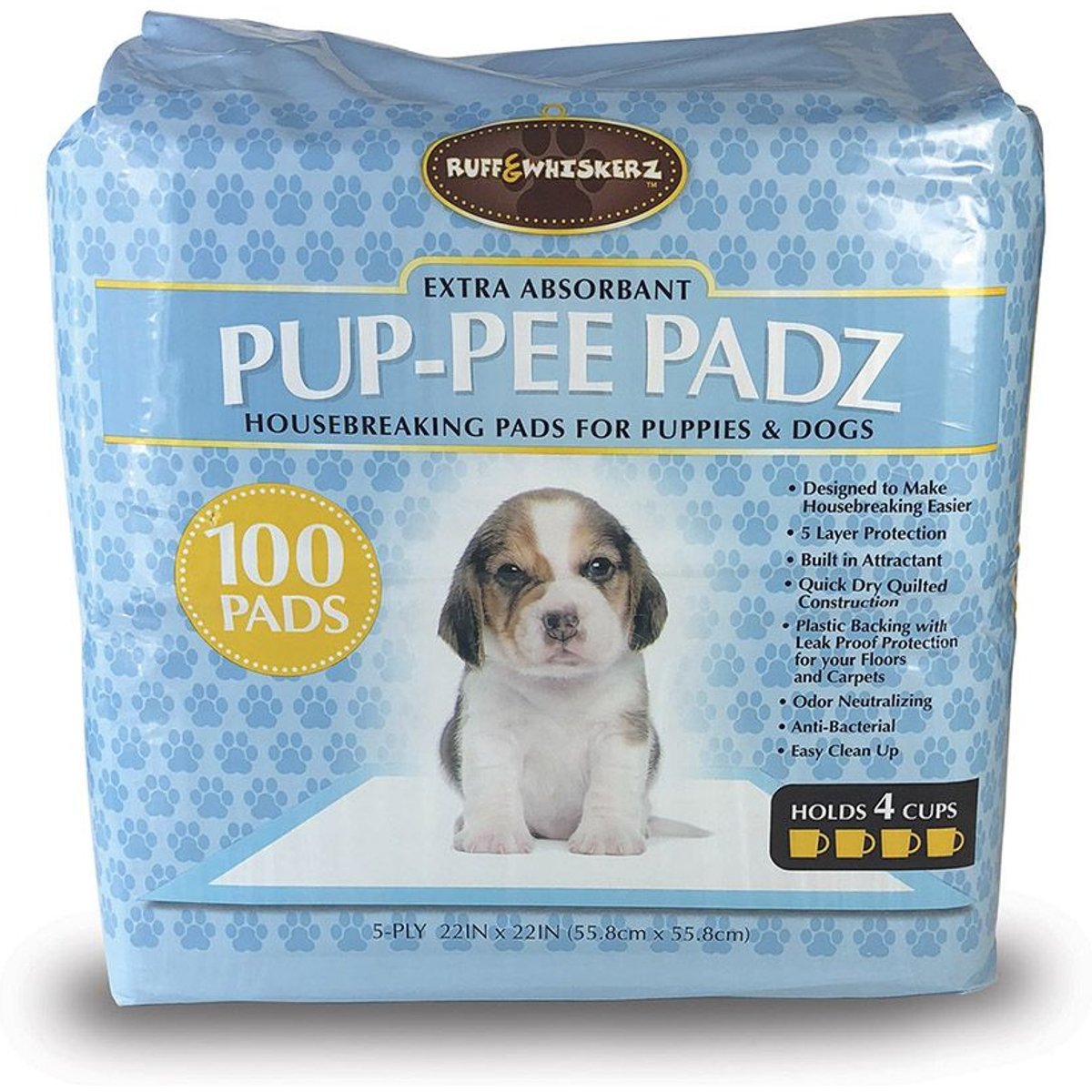 Ruff & Whiskers Pup-Pee Padz Dog Potty Pads, 100 count