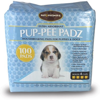 Ruff & Whiskers Ruff & Whiskers Pup-Pee Padz Dog Potty Pads, 100 count