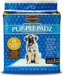 Ruff & Whiskers Pup-Pee Padz Dog Potty Pads, Jumbo, 18 count