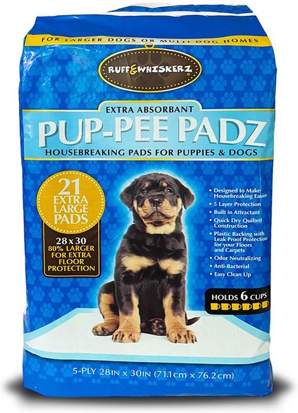 Ruff & Whiskers Pup-Pee Padz Dog Potty Pads, X-Large, 21 count