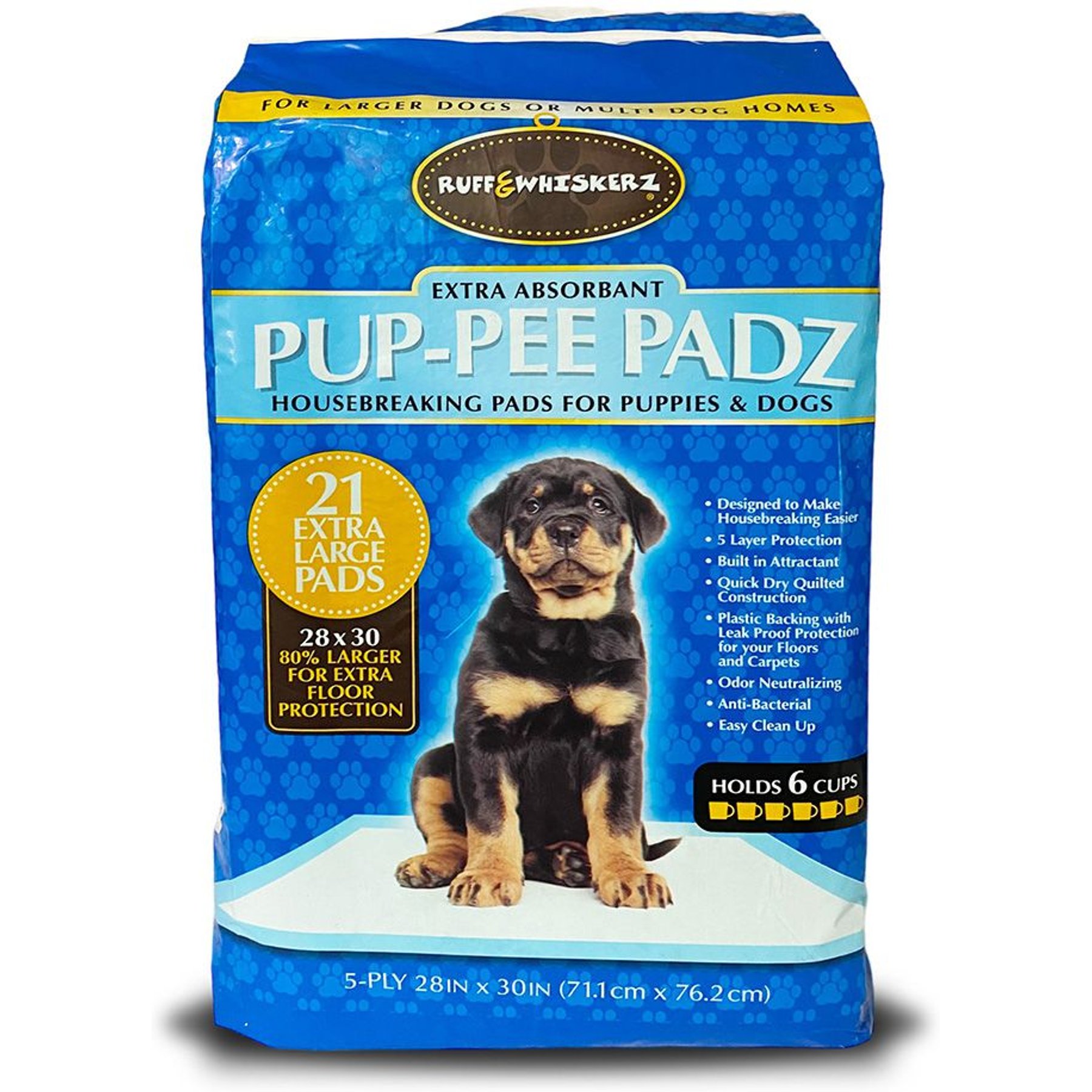 Ruff & Whiskers Pup-Pee Padz Dog Potty Pads, X-Large, 21 count