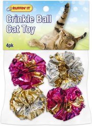RUFFIN' IT Crinkle Ball Cat Toy, 4 count