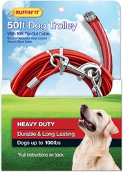 RUFFIN' IT Dog Trolley with 10-ft Tie Out Cable, 50-ft