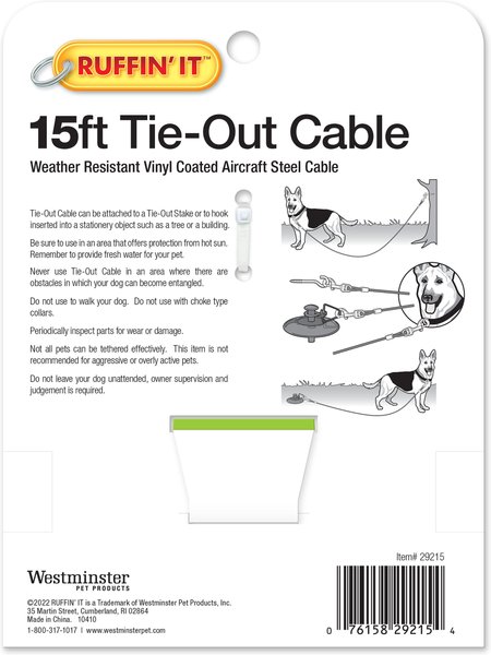 Show full view: RUFFIN' IT Heavy Duty Dog Tie Out Cable, 15-ft slide 2 of 3