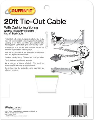Show full view: RUFFIN' IT Heavy Duty Dog Tie Out Cable with Cushioning Spring, 20-ft slide 2 of 4