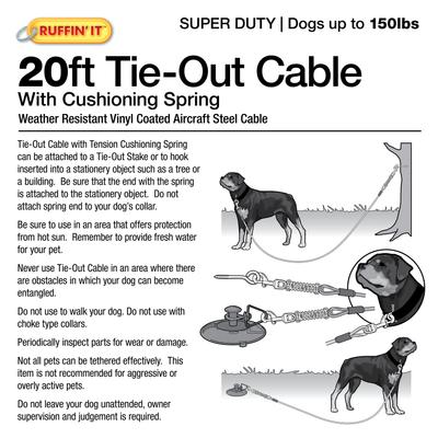 Show full view: RUFFIN' IT Super Duty Dog Tie Out Cable with Cushioning Spring, 20-ft slide 3 of 3
