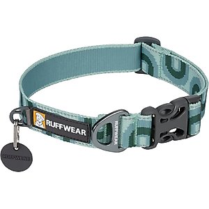 Ruffwear Crag Polyester Reflective Dog Collar, Grassy Oxbow, 14 to 20-in neck, 1-in wide