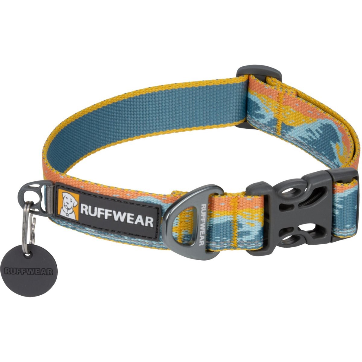 Ruffwear Crag Polyester Reflective Dog Collar, Rising Wave, 20 to 26-in neck, 1-in wide