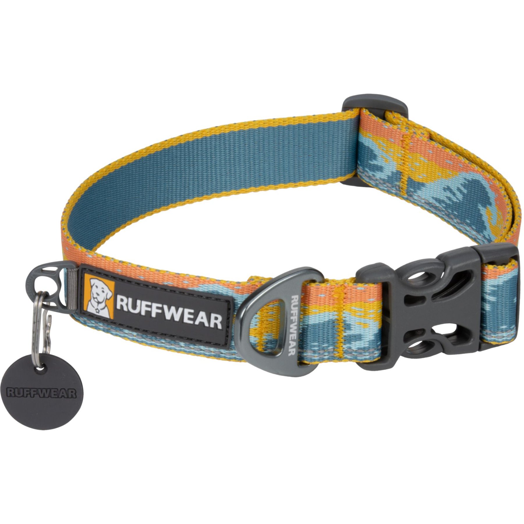 Ruffwear Crag Polyester Reflective Dog Collar, Rising Wave, 20 to 26-in neck, 1-in wide