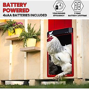 Run Chicken Automatic Turkey Coop Door with Timer, Giant Red