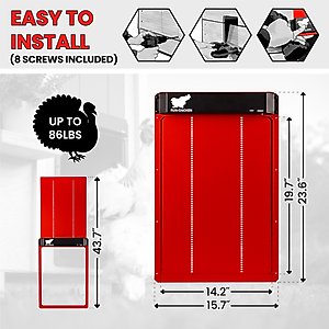 Run Chicken Automatic Turkey Coop Door with Timer, Giant Red