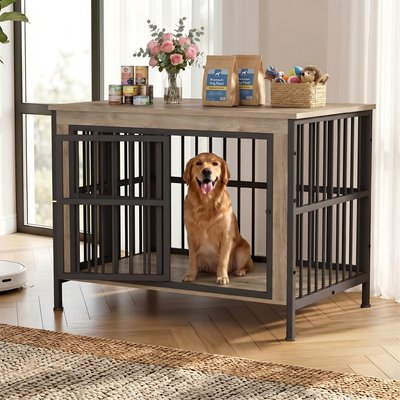Rupzen Rupzen Furniture-Style Dog Crate, White, 45-in