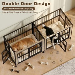 Rupzen Furniture-Style Double Dog Crate, White, 88 Inch slide 2 of 8