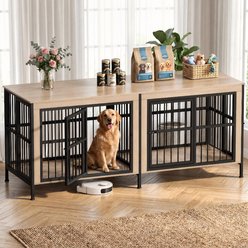 Rupzen Furniture-Style Double Dog Crate, White, 88 Inch