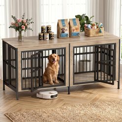Rupzen Furniture-Style TV Stand Double Dog Crate, White, 78 Inch
