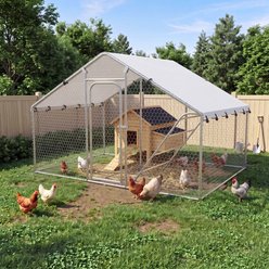 Rupzen Pyramid Waterproof UV-Resistant Canopy Chicken Coop Equipped with Perches & Support Poles, X-small: 9.9 x 4.9 x 6.4-ft
