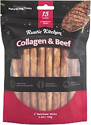 Rustic Kitchen Collagen Retriever Sticks Beef Flavored Dog Treat, 15 count