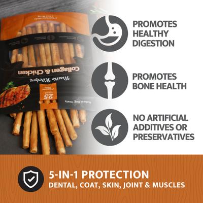 Show full view: Rustic Kitchen Collagen Retriever Sticks Chicken Flavored Dog Treat, 25 count slide 4 of 7