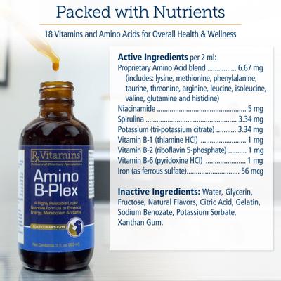 Show full view: Rx Vitamins Amino B-Plex Liquid Nutritional Supplement for Cats & Dogs, 2-fl oz bottle slide 6 of 9