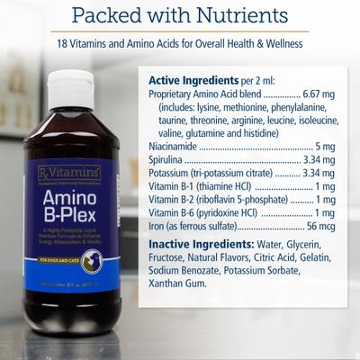 Show full view: Rx Vitamins Amino B-Plex Liquid Nutritional Supplement for Cats & Dogs, 8-fl oz bottle slide 6 of 9