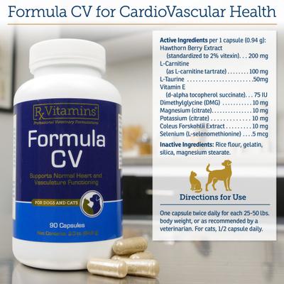 Show full view: Rx Vitamins Formula CV Capsules Heart Supplement for Cats & Dogs, 90 count slide 6 of 8
