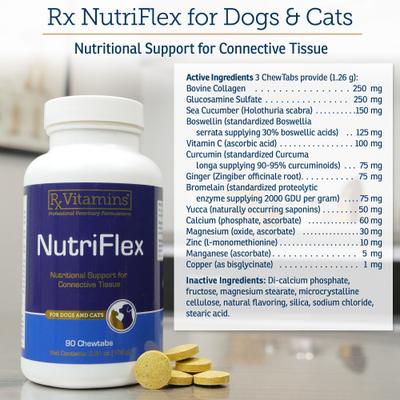 Show full view: Rx Vitamins NutriFlex Chewable Tablets Joint Supplement for Cats & Dogs, 90 count slide 6 of 9