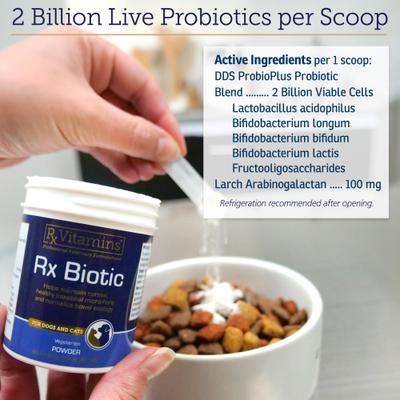 Show full view: Rx Vitamins Rx Biotic Powder Digestive Supplement for Cats & Dogs, 2.12-oz bottle slide 6 of 8