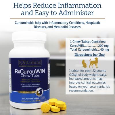 Show full view: Rx Vitamins RxCurcuWIN Chewable Tablet Immune Supplement for Cats & Dogs, 90 count slide 7 of 10