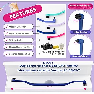 RYERCAT Dual Sided Cat Dental Toothbrush, Amethyst