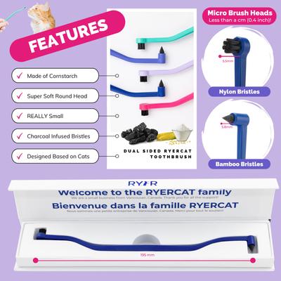 Show full view: RYERCAT Dual Sided Cat Dental Toothbrush, Lavender slide 3 of 9