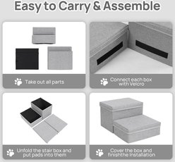 RYPetmia 2-Step Foldable Adjustable Dog Stairs with Storage, Light Gray slide 2 of 9