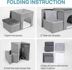 RYPetmia 2-Step Foldable Dog & Cat Stairs with Storage & Bed, Gray slide 2 of 9