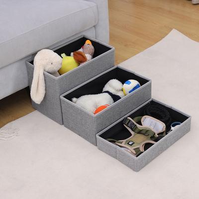 Show full view: RYPetmia 3-Step Foldable Adjustable Dog Stairs with Storage, Light Gray slide 4 of 10