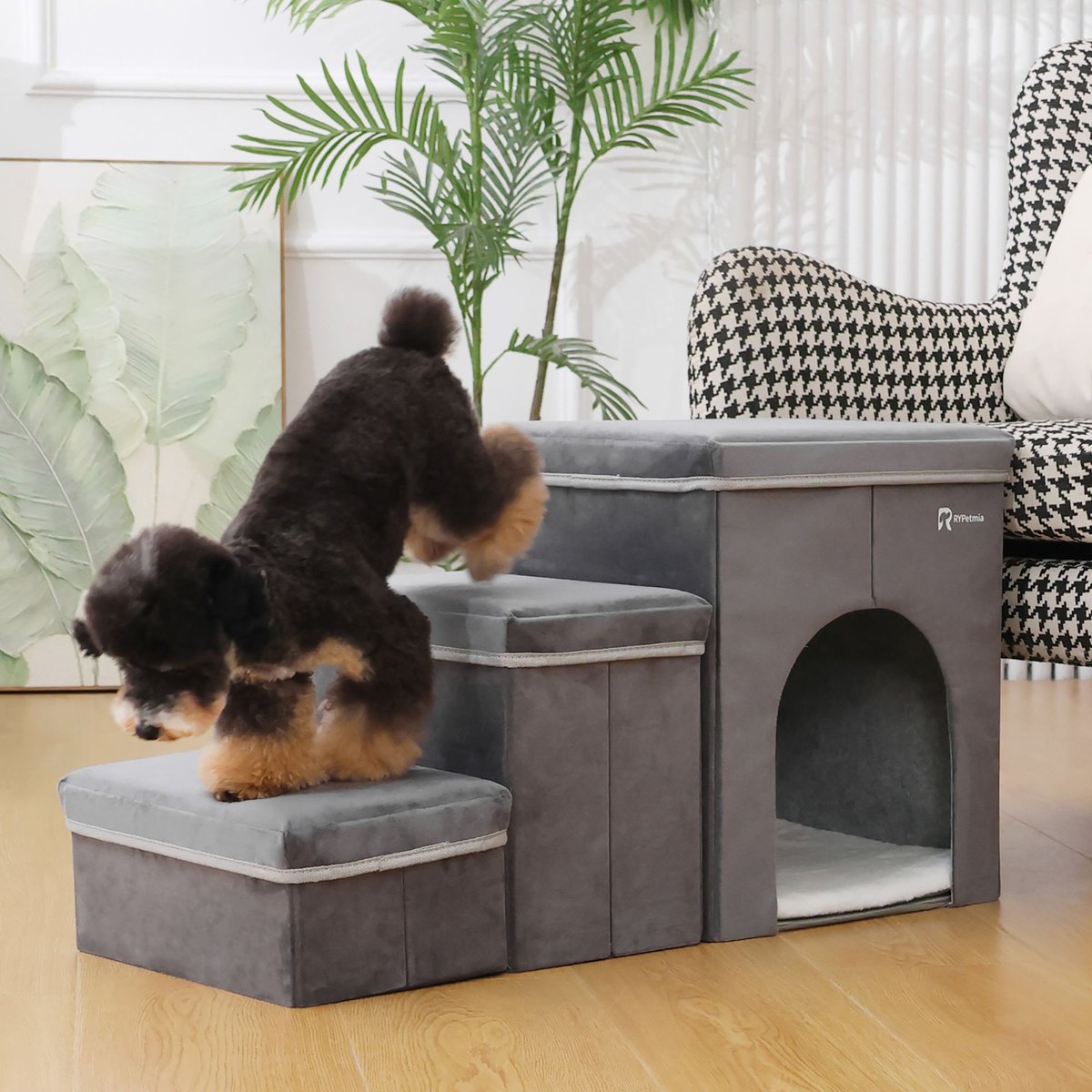 RYPetmia Pawstep Foldable Dog & Cat Stairs, Dark Gray